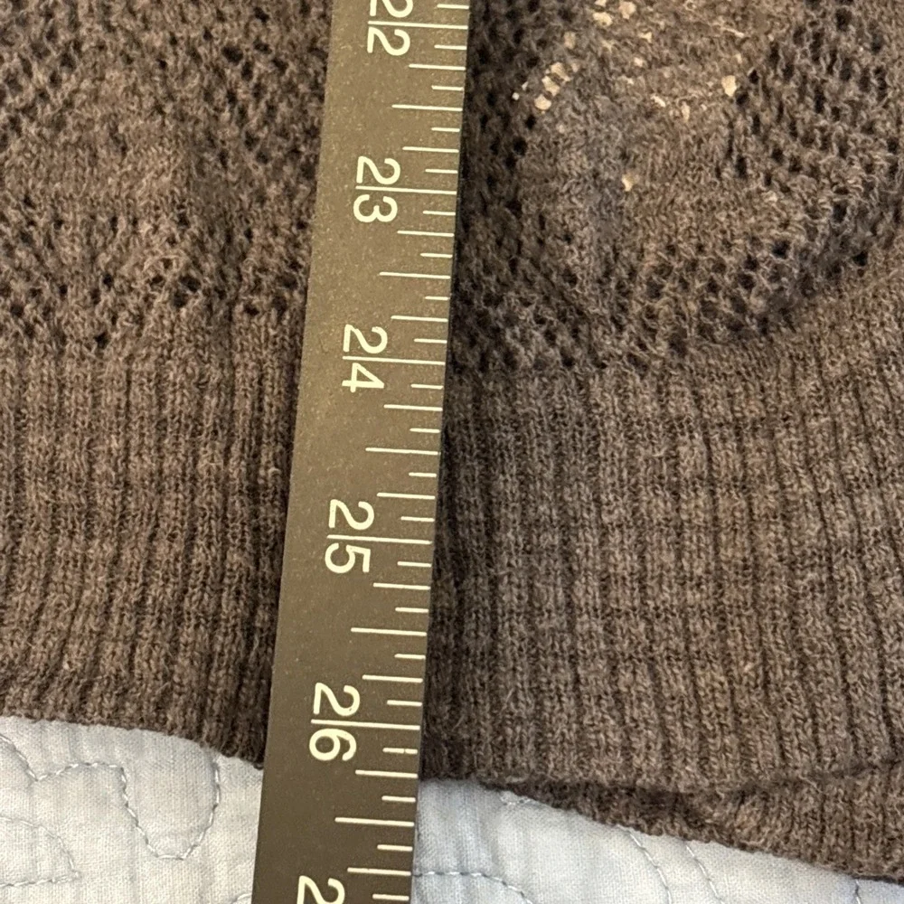 Free People Small Gray Open Knit Fitted Pullover Sweater